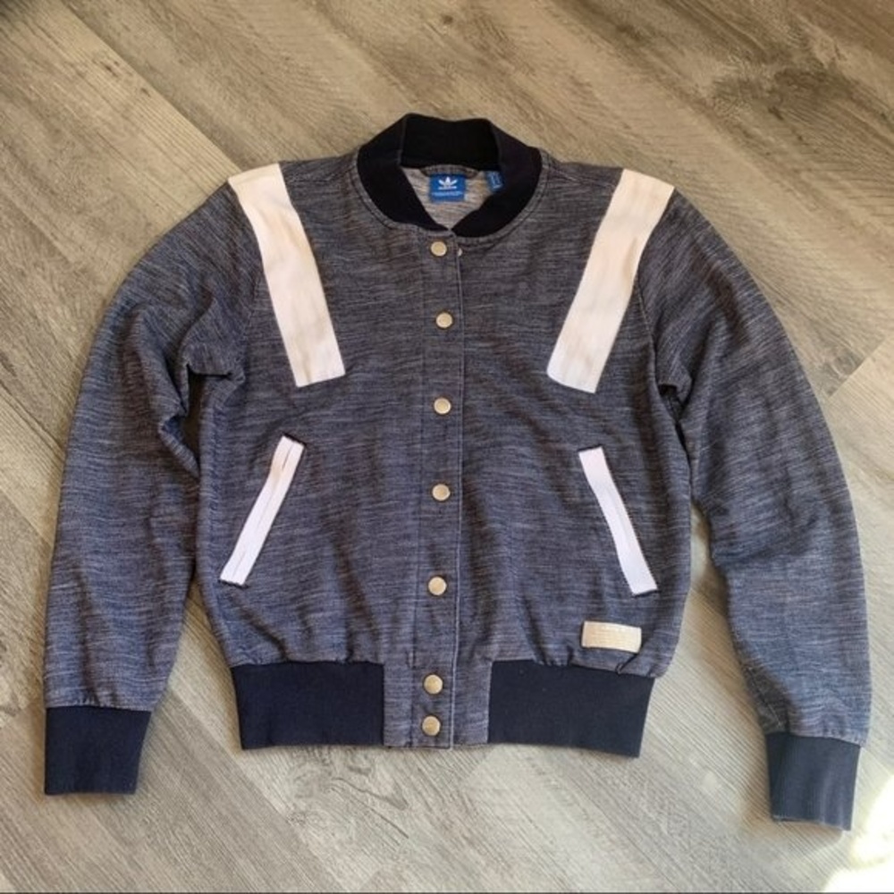 Adidas Women’s Blue Varsity Bomber Jacket XS | Retro Streetwear Coat